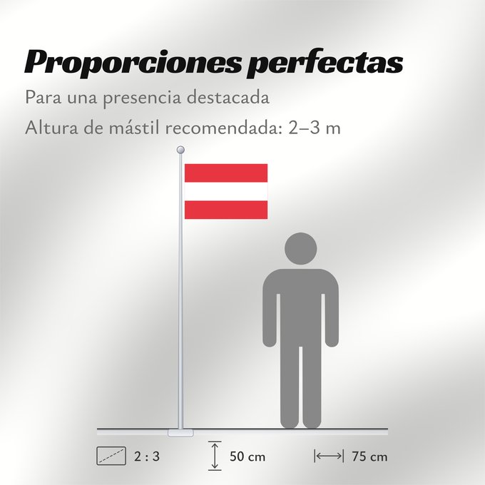 Proporciones de la bandera: Austria	Austria with the red in the Austrian national colours which was official ordered within the Austrian Armed Forces  Bundesheer  in the characteristic  Pantone 032 C”  since May 2018 the Red is ordered in the characteristic  Pantone 186 C”	L Autrich