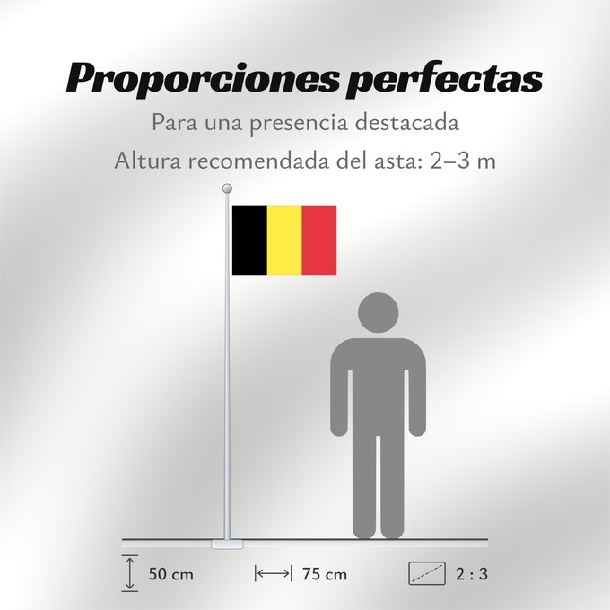 Proporciones de la bandera: Belgium  civil	The civil ensign and flag of Belgium	Belgique	Bélgica	Belgien	Belgio	België in de verhouding 2 3, gebruikt als civiele vlag en de facto nationale vlag	Belgii	Belgiens	Civilna zastava Belgije	Флаг Бельгии