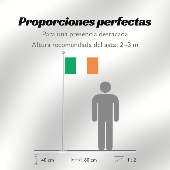 Proporciones de la bandera: Ireland	Note that the green portion of the flag was designed to represent the majority Catholic residents of the island	La partie verte du drapeau représente la majorité catholique de l île	Es notable el hecho que la parte verde de la bandera representa l