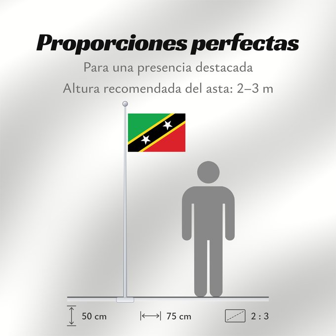 Proporciones de la bandera: Saint Kitts and Nevis Saint-Christophe-et-Niévès San Cristóbal y Nieves St. Kitts und Nevis Saint Kitts e Nevis Saint Kitts a Nevis Shan Críostóir-Nimheas Sen Kitts ha Nevis Флаг Сент-Китса и Невиса Saunt Kitts an Nevis Saint Kittsa in Nevisa