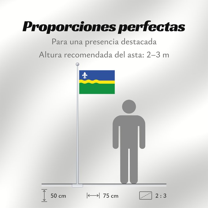 Proporciones de la bandera: Flevoland	Flevoland 	Flevolanda	Fan Flevolân	Vlage van Flevolaand	Vlagge van Flevoland