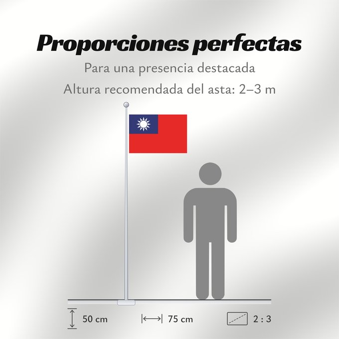 Proporciones de la bandera: Republic of China	Republic of China  Taiwan	République de Chine	República de China	Republik China  Taiwan	Repubblica di Cina	Republiek China	República da China	Republiki Chińskiej	Lýðveldi Postaulín Flagg	علم جمهورية الصين الوطنية	ཀྲུང་ཧྭ་དམངས་ཁབ དང་ལྕོག	