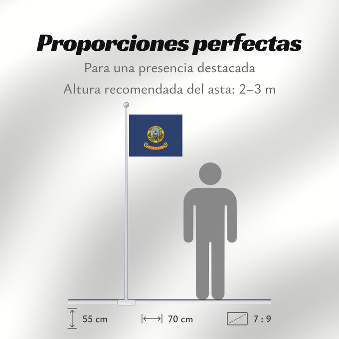 Proporciones de la bandera: Idaho Idaho, from the xrmap flag collection 2.7 L Idaho Dell Idaho ᎠᏓᎰ ᎦᏓᏘ De l Idaho Ka hae ‘Ikahō Idahi Áadihoo Hahoodzo bidah naatʼaʼí Флаг Айдахо Američke savezne države Idaho