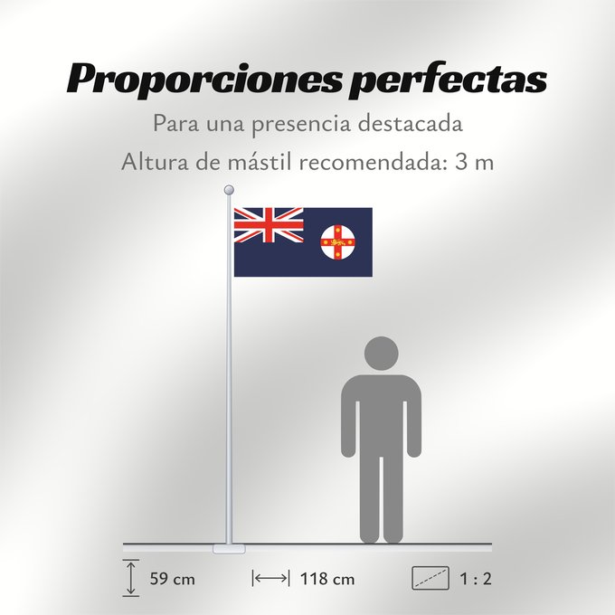 Proporciones de la bandera: New South Wales	And government ensign  internal waters only  of New South Wales	Nouvelle-Galles du Sud	Nueva Gales del Sur	New South Wale	Nuovo Galles del Sud