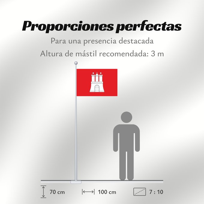 Proporciones de la bandera: Hamburg	City Hamburg	Hamburg 	Landesflagge der Freien und Hansestadt Hamburg	Amburgo	Hamburga	Hamburgs flagg	Vun de Stadt Hamborg