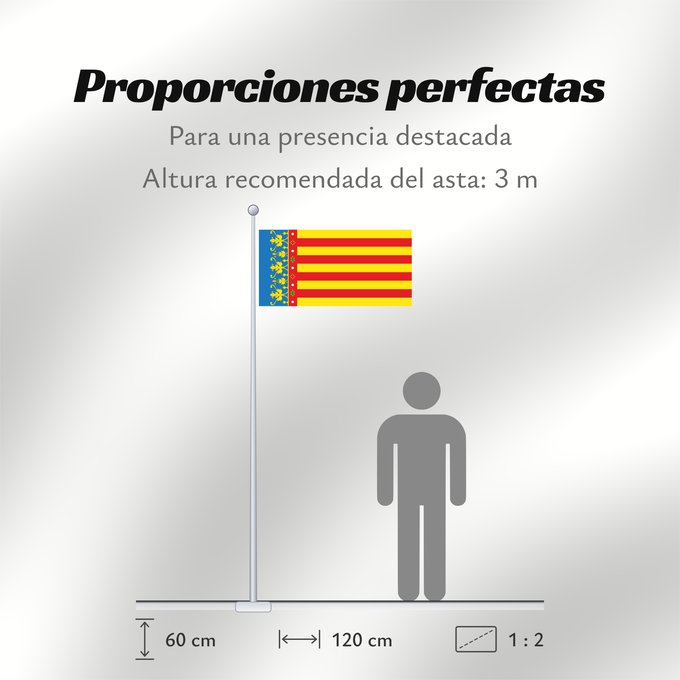 Proporciones de la bandera: Land of Valencia  official	Land of Valencia, 1 2 ratio	Valencia Community	Comunidad Valenciana, proporciones 1 2	Valencian Community	Comunità Valenciana	D o Comunidat Balenziana	Comunidá Valenciana	Comunitat Valenciana, proporcions 1 2	Valentziako Erkideg