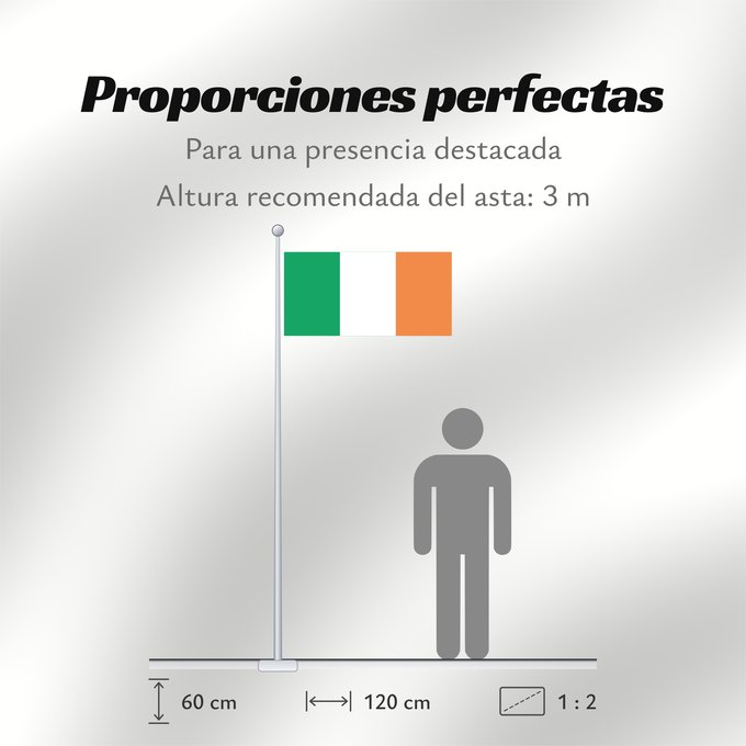 Proporciones de la bandera: Ireland	Note that the green portion of the flag was designed to represent the majority Catholic residents of the island	La partie verte du drapeau représente la majorité catholique de l île	Es notable el hecho que la parte verde de la bandera representa l