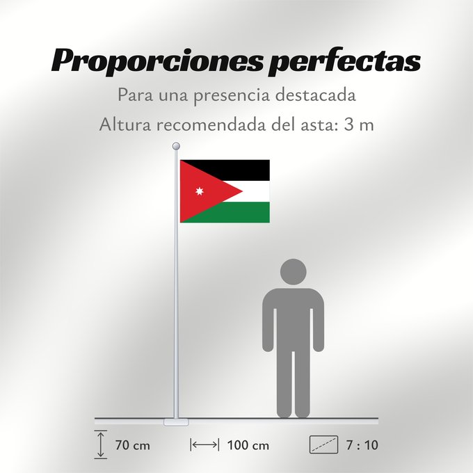 Proporciones de la bandera: Jordan Jordanie Jordania Jordanien Giordania Jordanië علم الأردن Jordanio Iordaniei Флаг Иордании Jordanije Ürdün