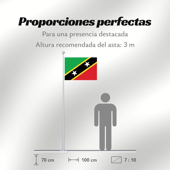 Proporciones de la bandera: Saint Kitts and Nevis	Saint-Christophe-et-Niévès	San Cristóbal y Nieves	St. Kitts und Nevis	Saint Kitts e Nevis	Saint Kitts a Nevis	Shan Críostóir-Nimheas	Sen Kitts ha Nevis	Флаг Сент-Китса и Невиса	Saunt Kitts an Nevis	Saint Kittsa in Nevisa