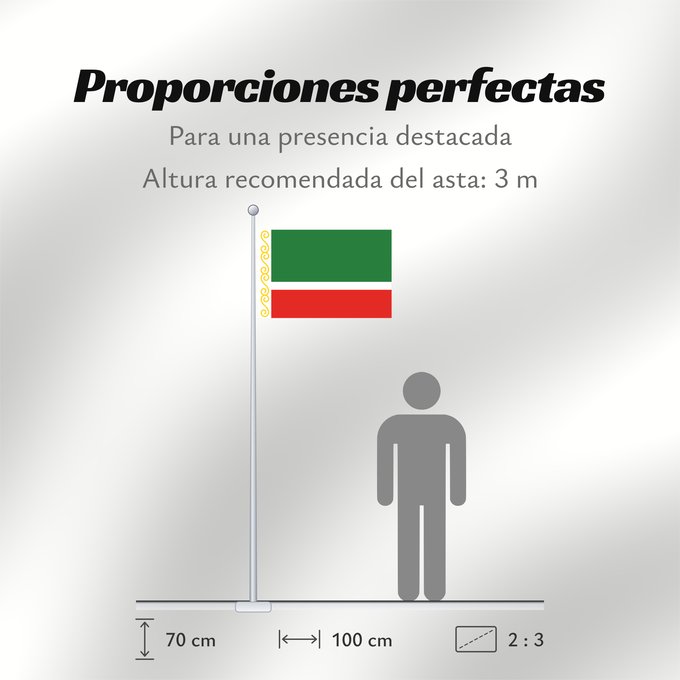 Proporciones de la bandera: Chechen Republic	Chechenia	Tschetschenische	Cecenia	Байракх Нохчийн Республикан	Флаг Чеченской Республики	Парчами Ҷумҳурии Чеченистон	Стяг Чеченської Республіки Російської Федерації