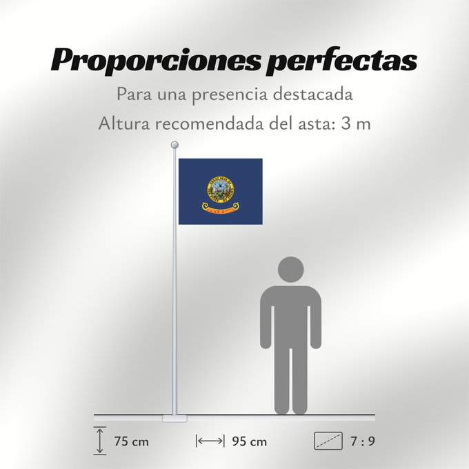 Proporciones de la bandera: Idaho	Idaho, from the xrmap flag collection 2.7	L Idaho	Dell Idaho	ᎠᏓᎰ ᎦᏓᏘ	De l Idaho	Ka hae ‘Ikahō	Idahi	Áadihoo Hahoodzo bidah naatʼaʼí	Флаг Айдахо	Američke savezne države Idaho