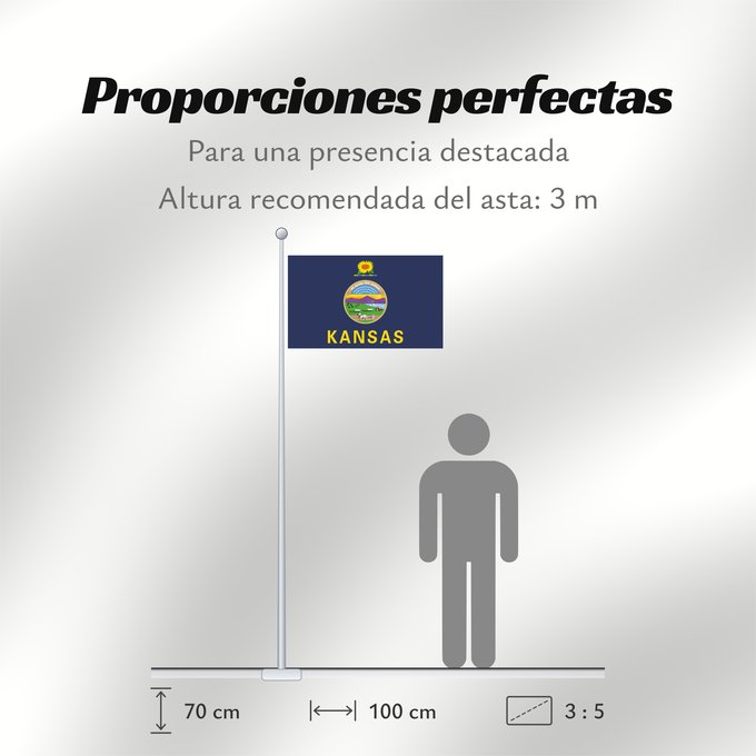 Proporciones de la bandera: Kansas ᏧᏂᎦᏔᏩᏙᏅᏩᏙᏗ ᎦᏓᏘ Ka hae Kanekaka Kansiae Kénsis Hahoodzo bidah naatʼaʼí Флаг Канзаса Američke savezne države Kansas