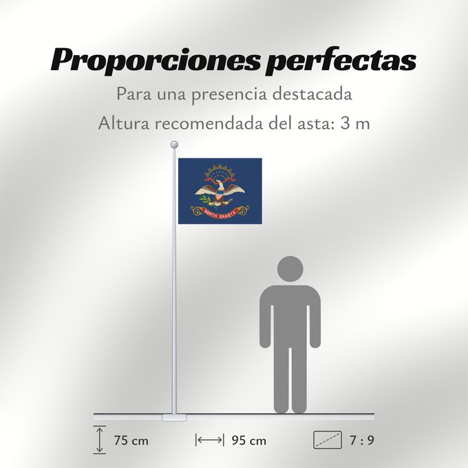 Proporciones de la bandera: North Dakota Dakota du Nord Dakota del Norte North Dakotas Dakota del Nord ᏧᏴᏢ ᏓᎧᏓ ᎦᏓᏘ Ka hae Kakoka ‘Ākau Dacota Septentrionalis Nord-Dakotas flagg Náhookǫsjí Díkóodah Hahoodzo bidah naatʼaʼí Флаг Северной Дакоты Američke savezne države Severne Dakote Пр