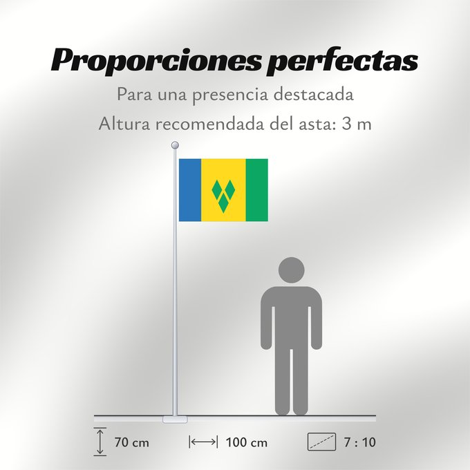 Proporciones de la bandera: Saint Vincent and the Grenadines	Saint-Vincent-et-les Grenadines	San Vicente y las Granadinas	St. Vincent und die Grenadinen	Saint Vincent e Grenadine	Флаг Сент-Винсента и Гренадин	Saint Vincenta in Grenadin