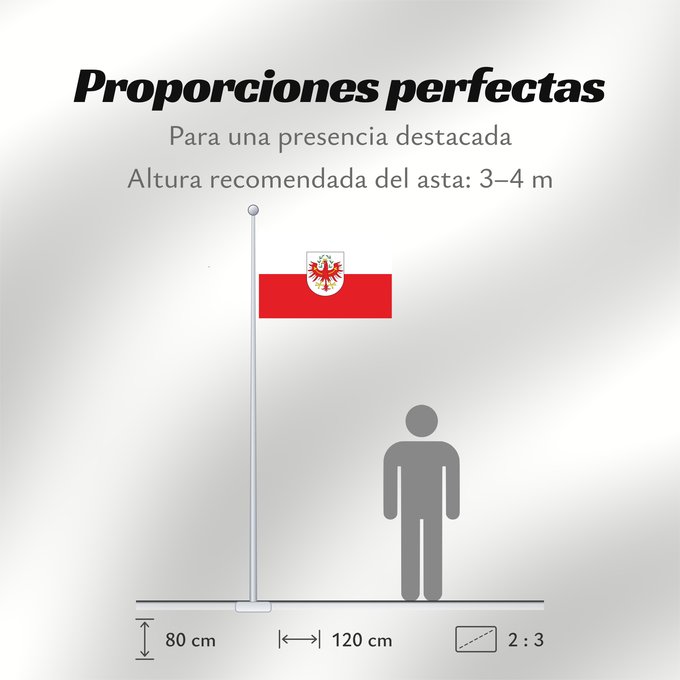 Proporciones de la bandera: Tirol	White-red. Colours of the state of Tyrol	Tyrol	Weiß-rot. Landesfarben und Landesflagge von Tirol	Tirolo