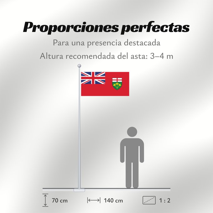 Proporciones de la bandera: Ontario	L Ontario	Banniel proviñs Ontario, Kanada