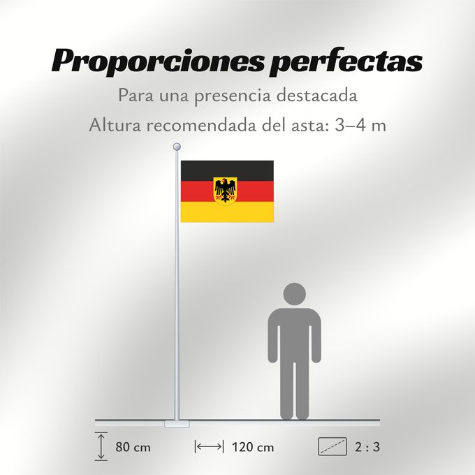 Proporciones de la bandera: Germany state Bundesdienstflagge Flag of the federal authorities of Germany Allemagne La Bundesdienstflagge está reservada para las autoridades federales alemanas Die Bundesdienstflagge ist den deutschen Bundesbehörden vorbehalten Germania