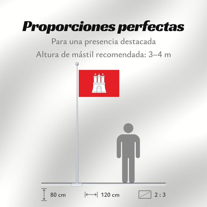 Proporciones de la bandera: Hamburg	City Hamburg	Hamburg 	Landesflagge der Freien und Hansestadt Hamburg	Amburgo	Hamburga	Hamburgs flagg	Vun de Stadt Hamborg