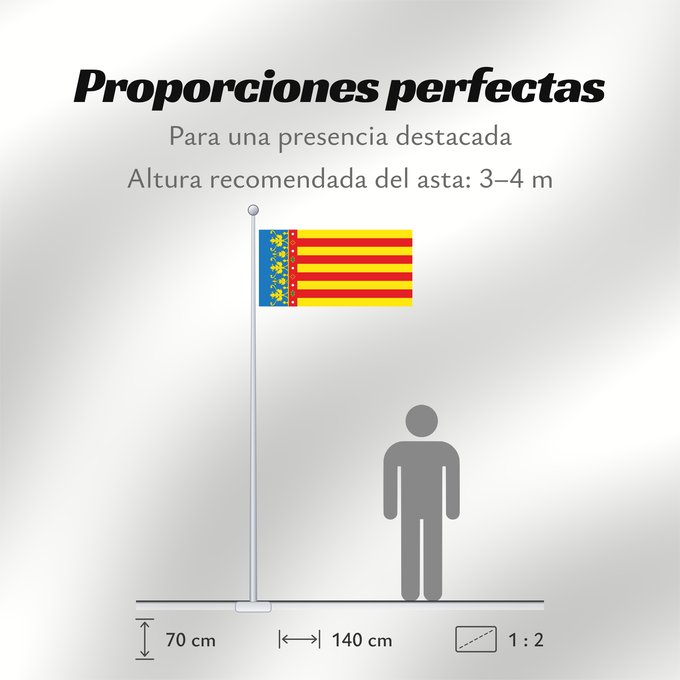 Proporciones de la bandera: Land of Valencia  official	Land of Valencia, 1 2 ratio	Valencia Community	Comunidad Valenciana, proporciones 1 2	Valencian Community	Comunità Valenciana	D o Comunidat Balenziana	Comunidá Valenciana	Comunitat Valenciana, proporcions 1 2	Valentziako Erkideg
