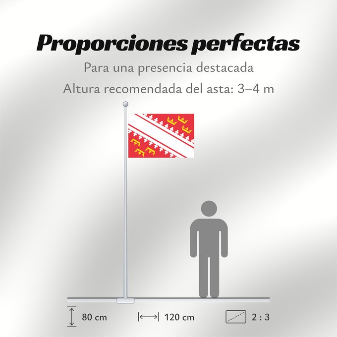 Proporciones de la bandera: Alsace	L’Alsace	Alsacia	Französischen Region Elsass	Alsazia