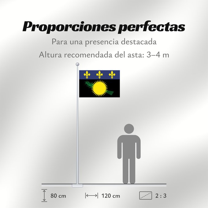 Proporciones de la bandera: Unofficial flag of Guadeloupe  local	Unofficial local flag of Guadeloupe	Guadeloupe	Guadalupe. Uso no oficial	Guadalupa