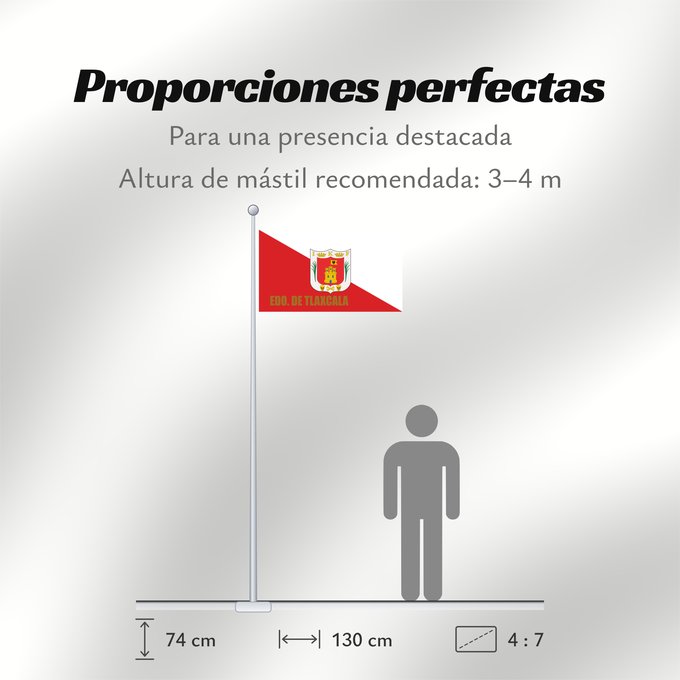Proporciones de la bandera: Tlaxcala	Tlaxcala ou Tlaxcala de Xicoténcatl	Īpān Tlaxcallān