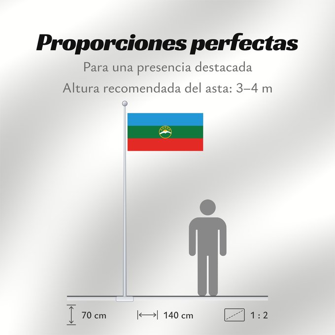 Proporciones de la bandera: Karachay-Cherkessia	Karachay-Cherkess Republic	 Karatchaïévo-Tcherkessie	Karatschai-Tscherkessien	Karachay-Circassia