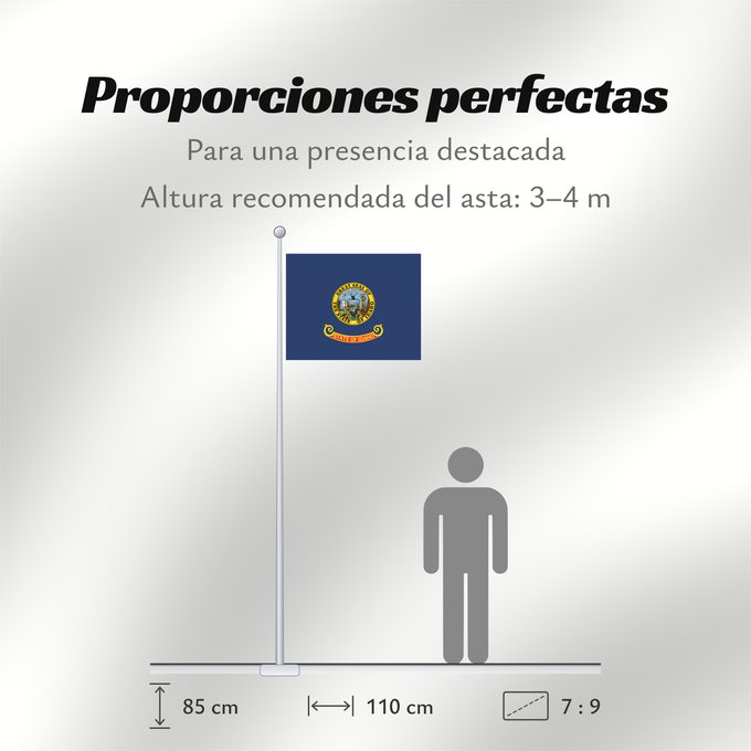 Proporciones de la bandera: Idaho Idaho, from the xrmap flag collection 2.7 L Idaho Dell Idaho ᎠᏓᎰ ᎦᏓᏘ De l Idaho Ka hae ‘Ikahō Idahi Áadihoo Hahoodzo bidah naatʼaʼí Флаг Айдахо Američke savezne države Idaho