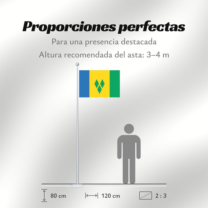 Proporciones de la bandera: Saint Vincent and the Grenadines	Saint-Vincent-et-les Grenadines	San Vicente y las Granadinas	St. Vincent und die Grenadinen	Saint Vincent e Grenadine	Флаг Сент-Винсента и Гренадин	Saint Vincenta in Grenadin