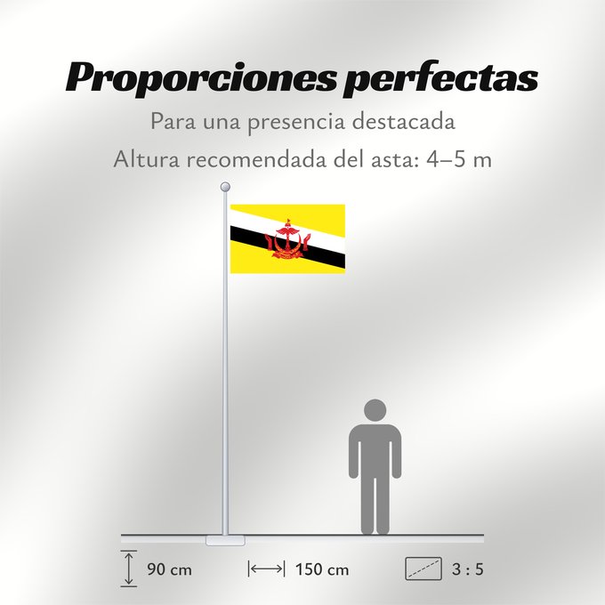 Proporciones de la bandera: Brunei	Brunei Darussalam	Brunéi	علم بروناي	Bruneis	Brunein	브루나이의 국기	Bruney	Brunei / بنديرا بروني	ဘရူနိုင်းနိုင်ငံ၏ အလံတော်	Флаг Брунея	Bruneja	புரூணை கொடி	ธงชาติบรูไนดารุสซาลาม	Watawat Brunay	Cờ Brunei	​文莱国旗
