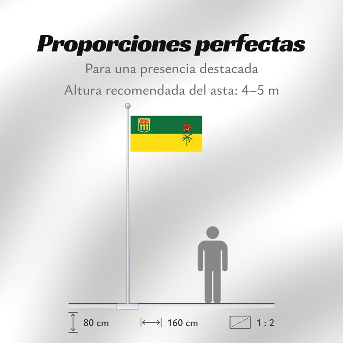 Proporciones de la bandera: Saskatchewan Banniel proviñs Saskatchewan, Kanada