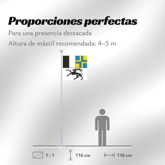 Proporciones de la bandera: Graubünden (de), Grigioni (it)