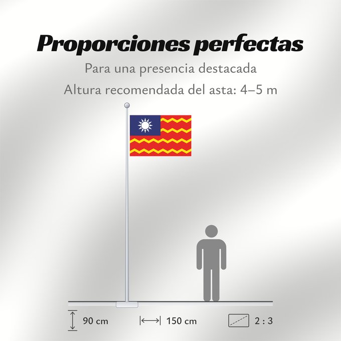 Proporciones de la bandera: Civil Ensign of the Republic of China	Republic of China - Civil Ensign	République de Chine - Pavillon Civil	República de China - Pabellón Civil	Republik China - Zivilschiffsflagge	Repubblica di Cina - Insegna Civile