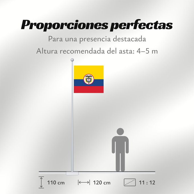 Proporciones de la bandera: Military flag of Colombia	That is used by the Army of Colombia	Guerra del Ejército de Colombia para las tropas de a pie	Militare della Colombia