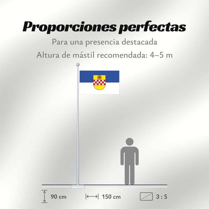 Proporciones de la bandera: Kamen City of Kamen Ville de Kamen Ciudad de Kamen Stadt Kamen Die Stadtflagge enthält das Stadtwappen; ihre Farben sind blau und weiß Città di Kamen