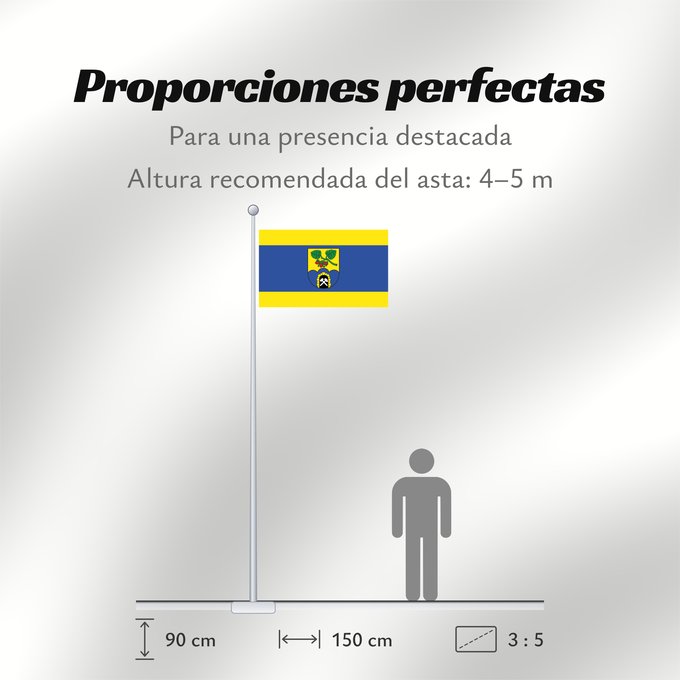 Proporciones de la bandera: Sprockhoevel	Beschreibung der Flagge  Von Gelb zu Blau zu Gelb im Verhältnis 1 3 1 quergestreift
