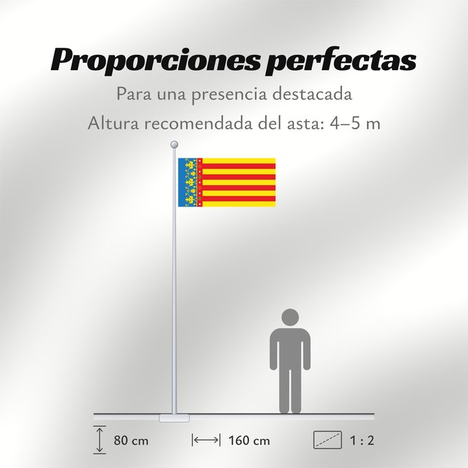 Proporciones de la bandera: Land of Valencia  official	Land of Valencia, 1 2 ratio	Valencia Community	Comunidad Valenciana, proporciones 1 2	Valencian Community	Comunità Valenciana	D o Comunidat Balenziana	Comunidá Valenciana	Comunitat Valenciana, proporcions 1 2	Valentziako Erkideg