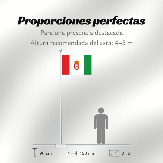 Proporciones de la bandera: Algodonales Spain Algodonales, in Cádiz province, Spain Algodonales Vez y media más larga que ancha