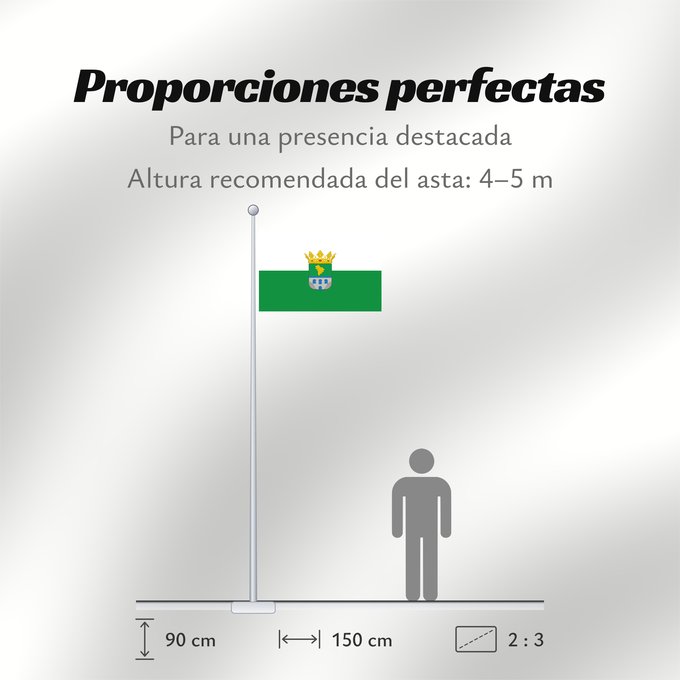 Proporciones de la bandera: Alhama de Almería	Alhama de Almería  Province of Almería - Spain	Municipio de Alhama de Almería  Almería - España  Según la descripción Paño rectangular de proporciones 1 1,5 cuya superficie se divide mediante la partición por mitad en alto en dos partes 