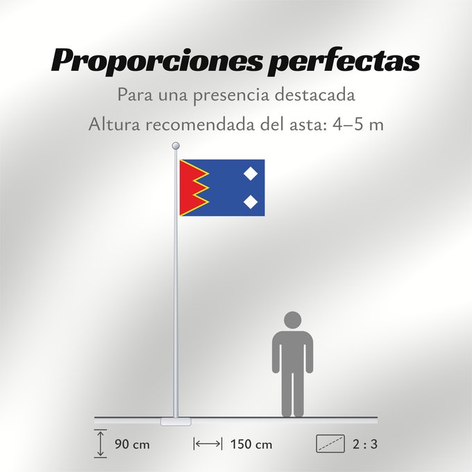 Proporciones de la bandera: Arcos de las Salinas	Arcos de las Salinas - Teruel - Spain	Arcos de las Salinas - Teruel - España paño de proporción 2/3, azul; al tercio del asta un dentado rojo de tres
