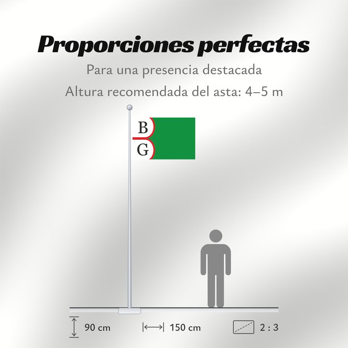 Proporciones de la bandera: Belmonte de Gracián Spain	Belmonte de Gracián, in Zaragoza province, Spain	Belmonte de Gracián	Paño verde de proporción 2/3; al asta