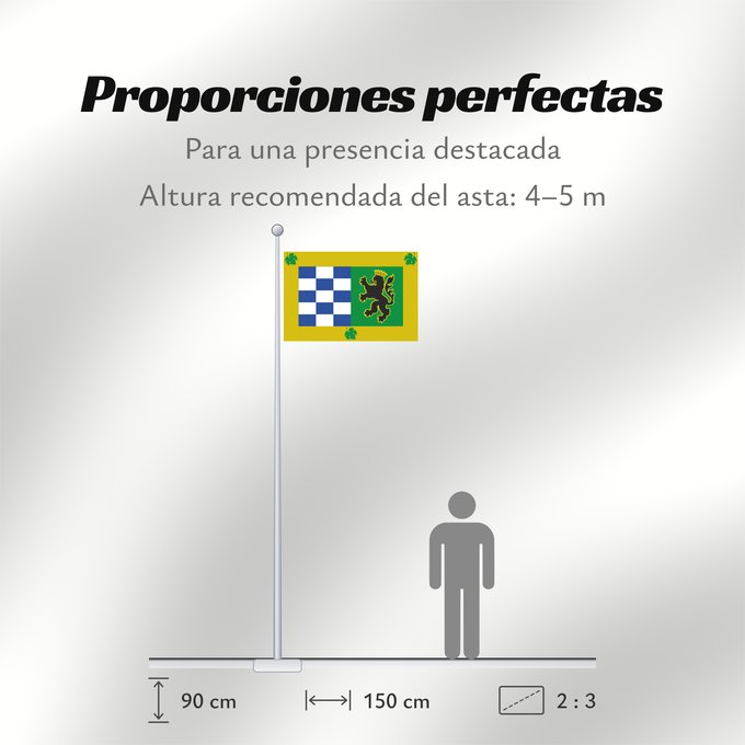 Proporciones de la bandera: Belmonte de Tajo Spain	Belmonte de Tajo	Paño de proporciones 2 3. Por mitad vertical