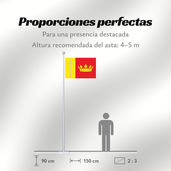 Proporciones de la bandera: Villanuño de Valdavia Municipal, de dimensiones 2 3, tercia al asta