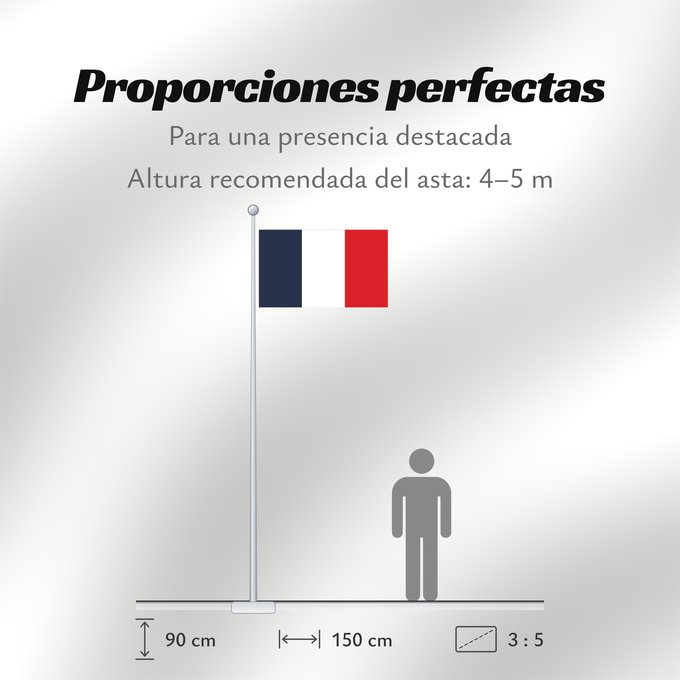 Proporciones de la bandera: France	Francia	Frankreich	France in #002654, #FFFFFF, #CE1126
