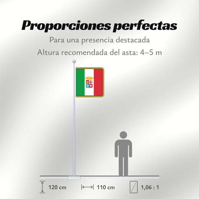 Proporciones de la bandera: Combat flag of the Italian Navy front Front of the combat flag of the Italian Navy Fronte della bandiera di combattimento della Marina Militare