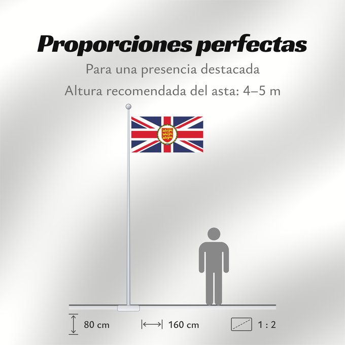 Proporciones de la bandera: Lieutenant Governor of Jersey	Lieutenant-Gouverneur de Jersey	Teniente Gobernador de Jersey	Lieutenant Governor von Jersey	Luogotenente Governatore di Jersey