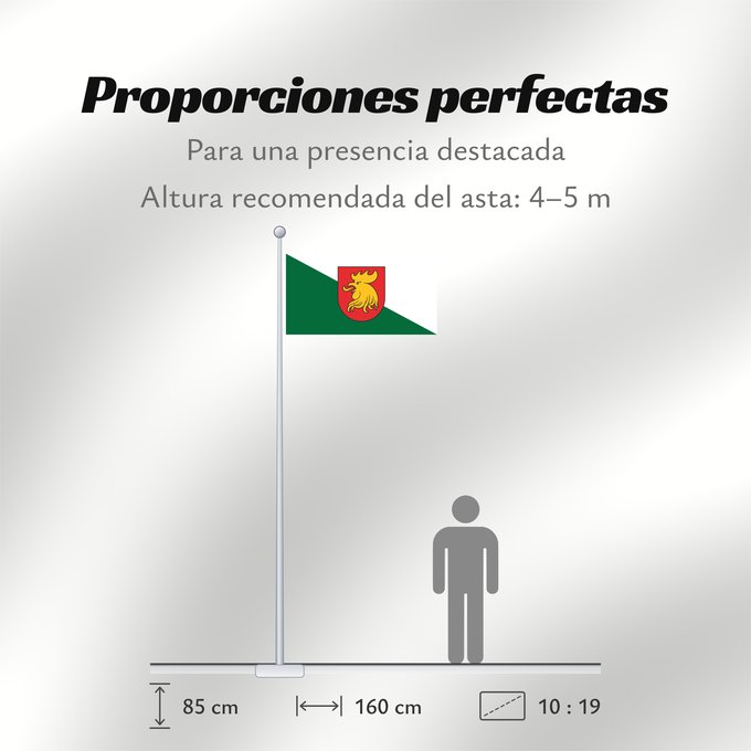 Proporciones de la bandera: Madona	City of Madona, Latvia	Stadt Madona, Lettland	Madona, Letònia	Madonas pilsētas karogs Madonas pilsētas karoga apraksts Madonas pilsētas karogs ir taisnstūra audums ar platuma un augstuma proporcijas attiecību 2 1. Diagonāle sadala karogu divos trij