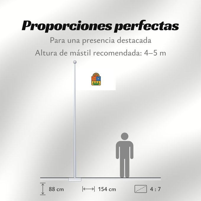 Proporciones de la bandera: Quintana Roo	La bandera oficial de Quintana Roo