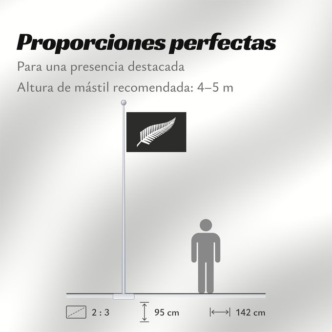 Proporciones de la bandera: Silver fern	A Silver Fern flag, a proposed new New Zealand	Silberfarn-Flagge