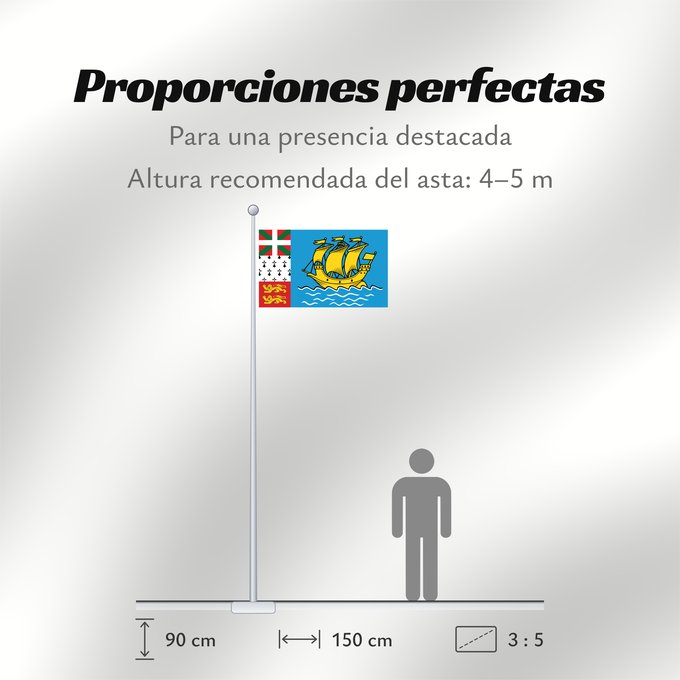 Proporciones de la bandera: Saint-Pierre and Miquelon	Unofficial flag of Saint-Pierre and Miquelon	Non officiel de Saint-Pierre-et-Miquelon	San Pedro y Miquelón. Uso no oficial	Saint-Pierre und Miquelon	Saint-Pierre e Miquelon	Banniel anofisiel Sant-Pêr-ha-Mikelon	Ez ofiziala